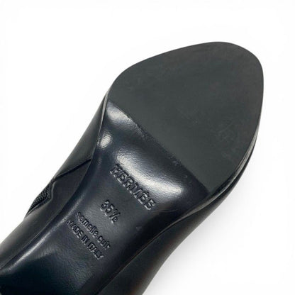 Hermes Saint Germain Boots Short Shoes Leather Black Silver Kelly — view 8