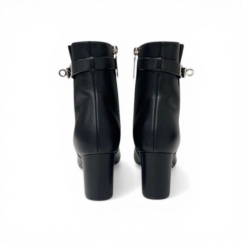 Hermes Saint Germain Boots Short Shoes Leather Black Silver Kelly — view 5
