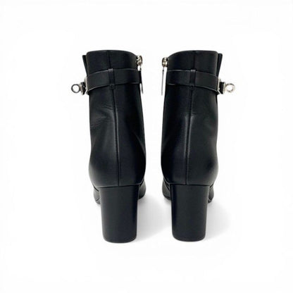 Hermes Saint Germain Boots Short Shoes Leather Black Silver Kelly — view 5