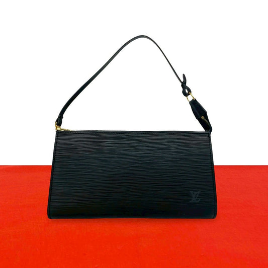 Louis Vuitton Vintage Pochette Epi Leather Mini Handbag Black
