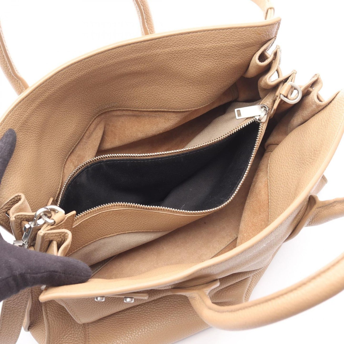 Saint Laurent Paris Tote Sac 2-Way Beige Leather Sac — view 3