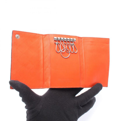 Bottega Veneta Key Case 6 Black Orange Leather Key Holder — view 3