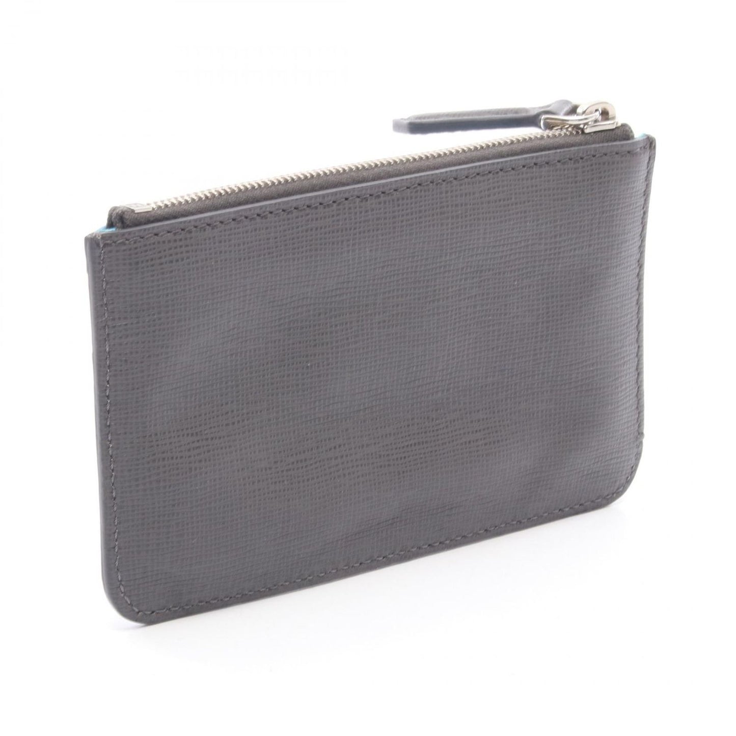 Fendi Coin Case Gray Blue Leather Tree Ring with — view 2