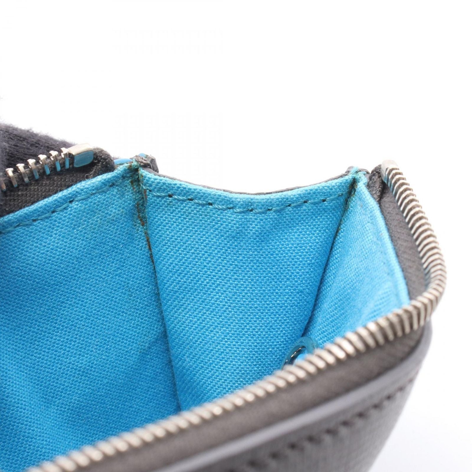 Fendi Coin Case Gray Blue Leather Tree Ring with — view 6