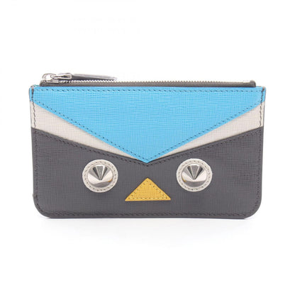 Fendi Coin Case Gray Blue Leather Tree Ring with