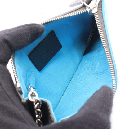 Fendi Coin Case Gray Blue Leather Tree Ring with — view 3