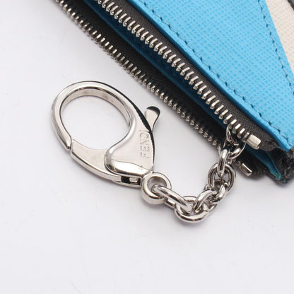 Fendi Coin Case Gray Blue Leather Tree Ring with — view 5