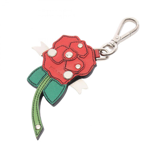 Prada Lada Charm B-z Red Green Leather B-z Tree Keychain