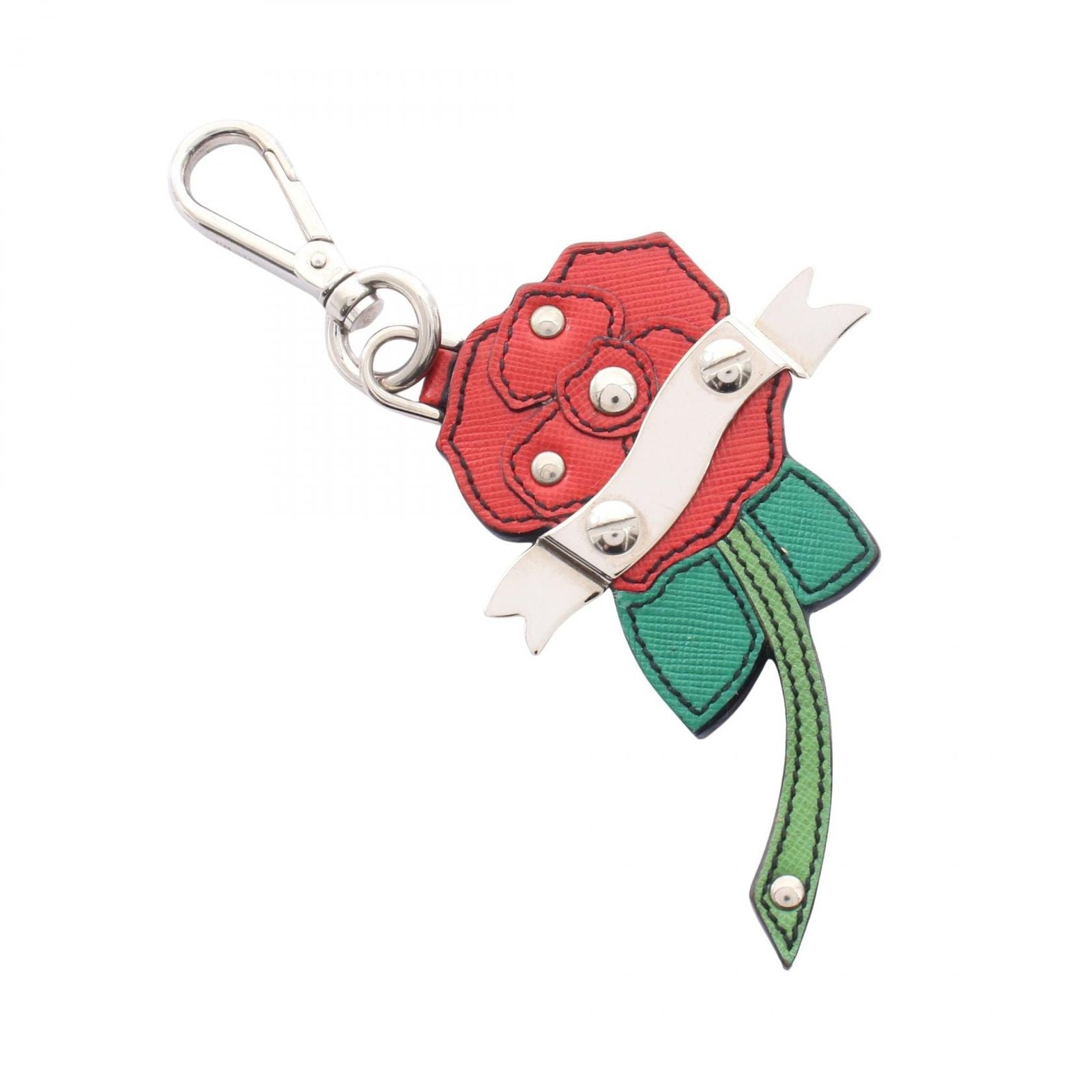 Prada Lada Charm B-z Red Green Leather B-z Tree Keychain — view 2