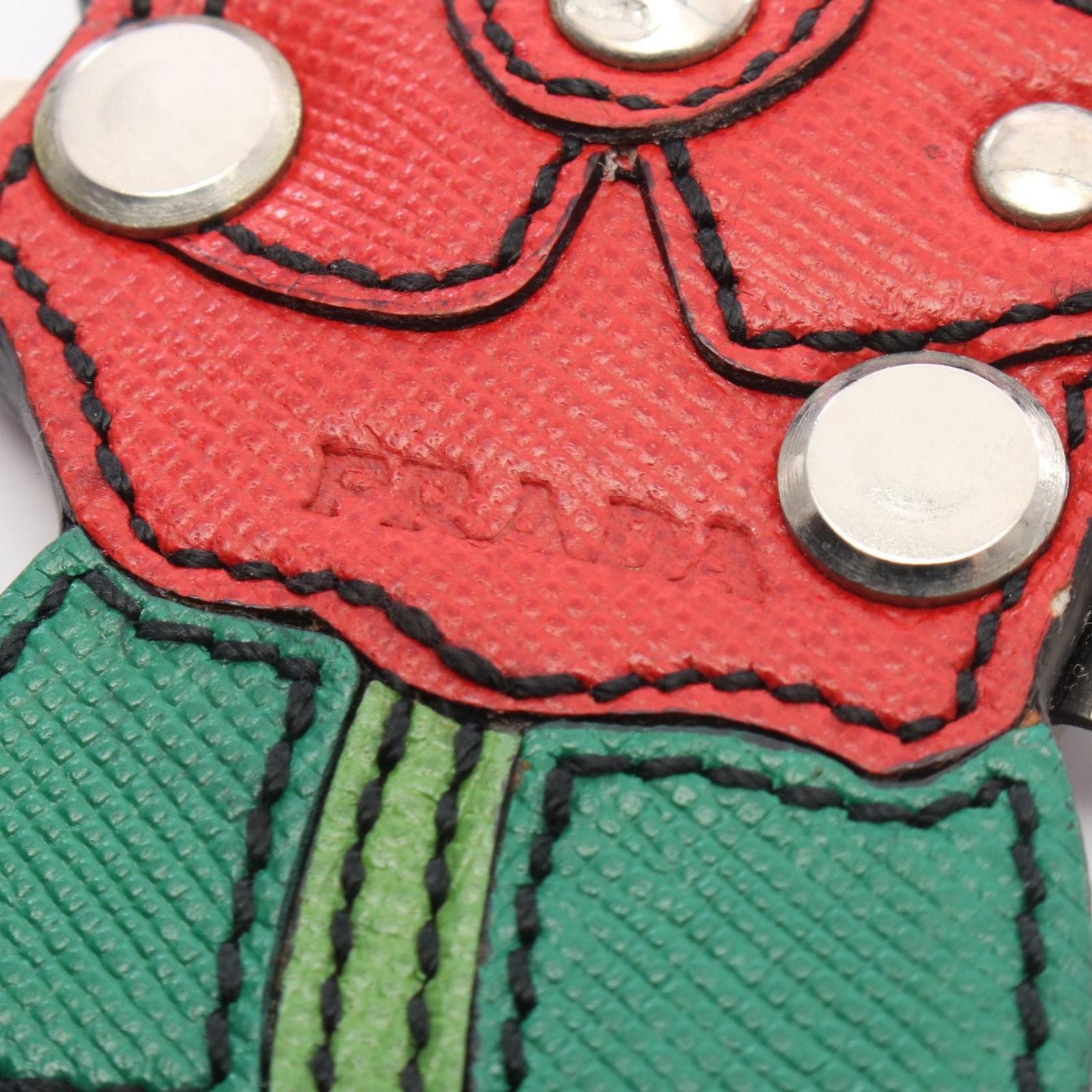 Prada Lada Charm B-z Red Green Leather B-z Tree Keychain — view 3