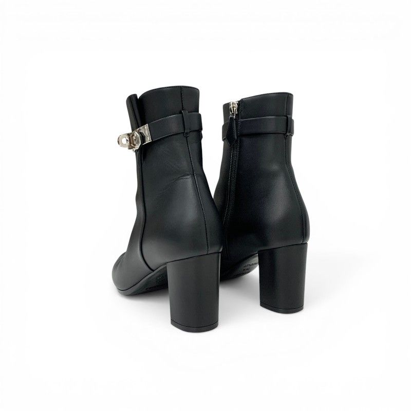 Hermes Saint Germain Boots Short Shoes Leather Black Silver Kelly — view 4