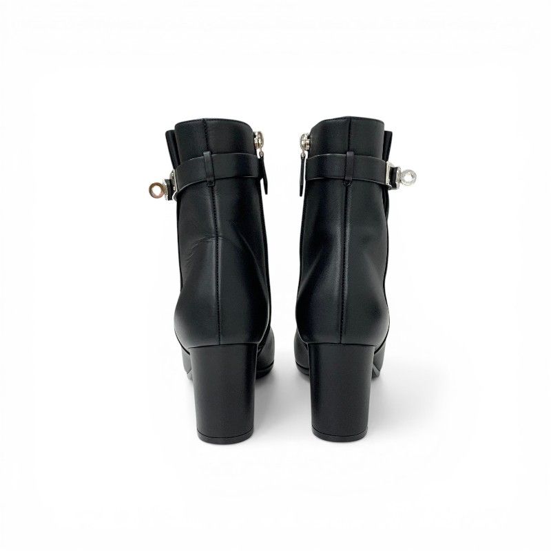 Hermes Saint Germain Boots Short Shoes Leather Black Silver Kelly — view 5
