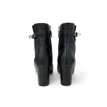 Hermes Saint Germain Boots Short Shoes Leather Black Silver Kelly — view 5