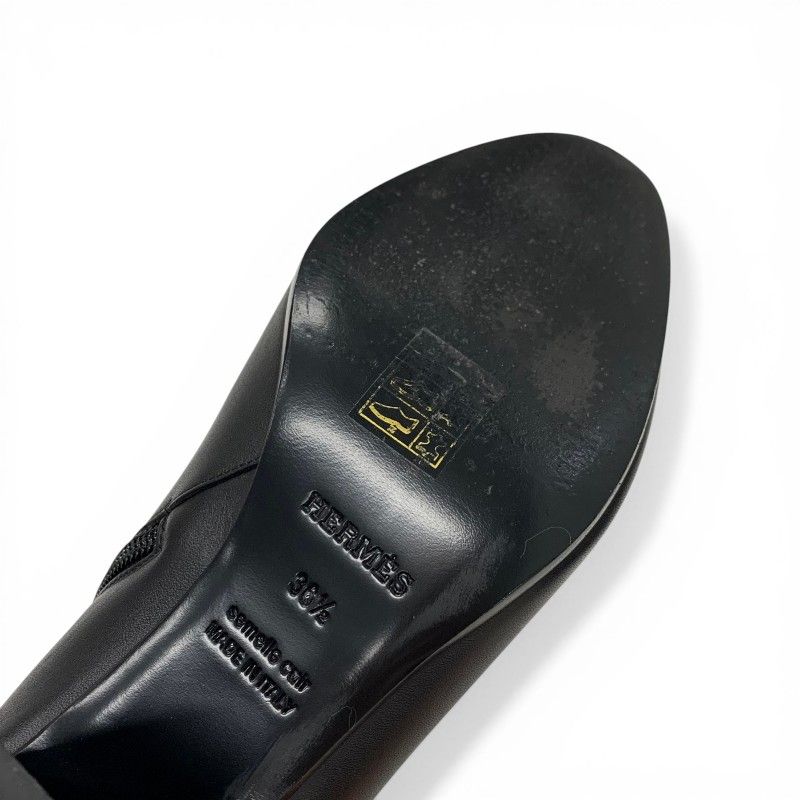 Hermes Saint Germain Boots Short Shoes Leather Black Silver Kelly — view 8