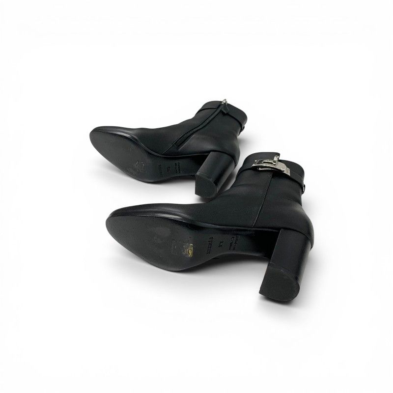 Hermes Saint Germain Boots Short Shoes Leather Black Silver Kelly — view 6