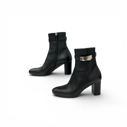 Hermes Saint Germain Boots Short Shoes Leather Black Silver Kelly — view 3