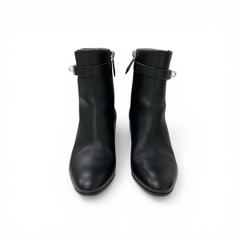 Hermes Saint Germain Boots Short Shoes Leather Black Silver Kelly — view 2