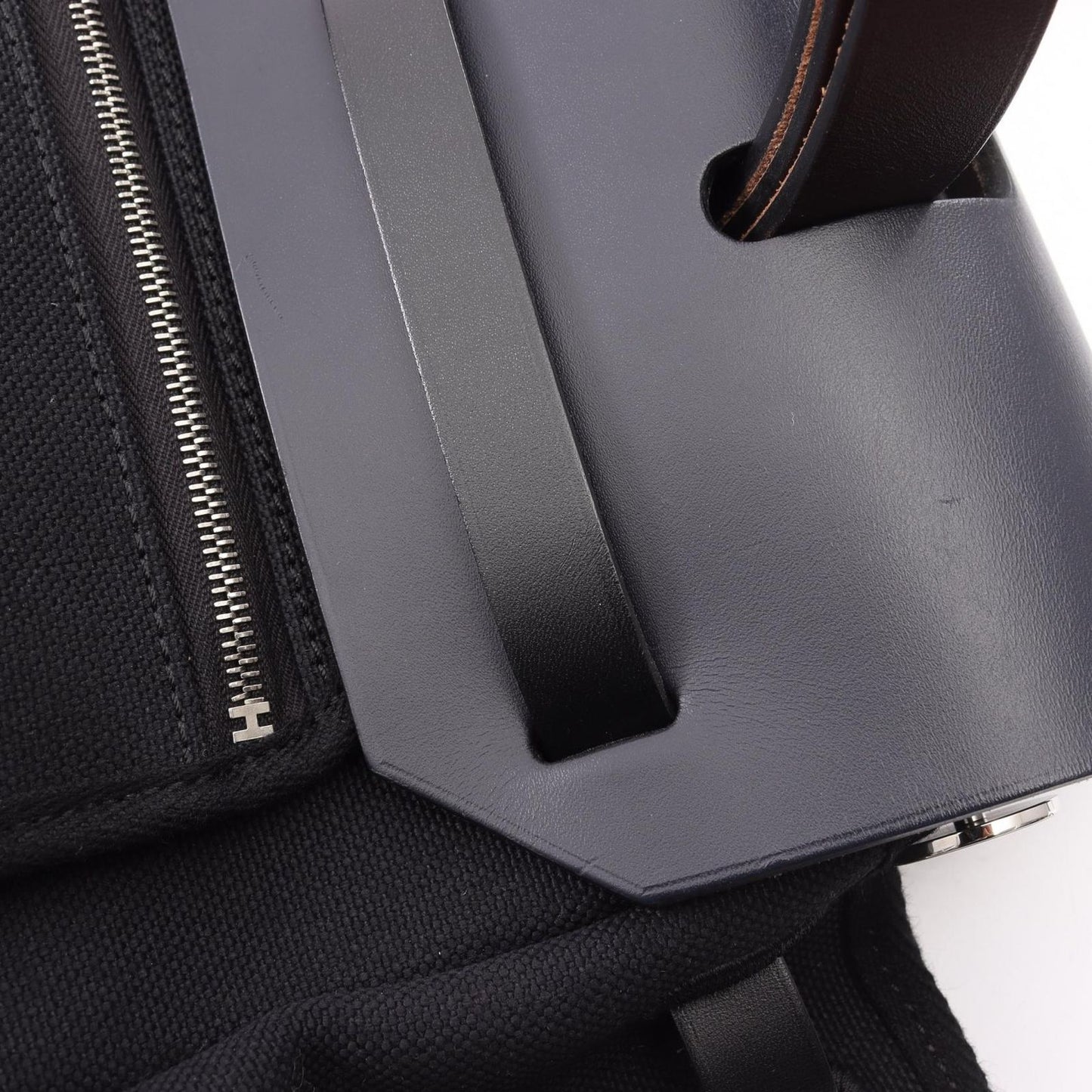 Hermes Handbag Herbag PM 2-Way Black Blue Canvas Leather PM Leto lene — view 9