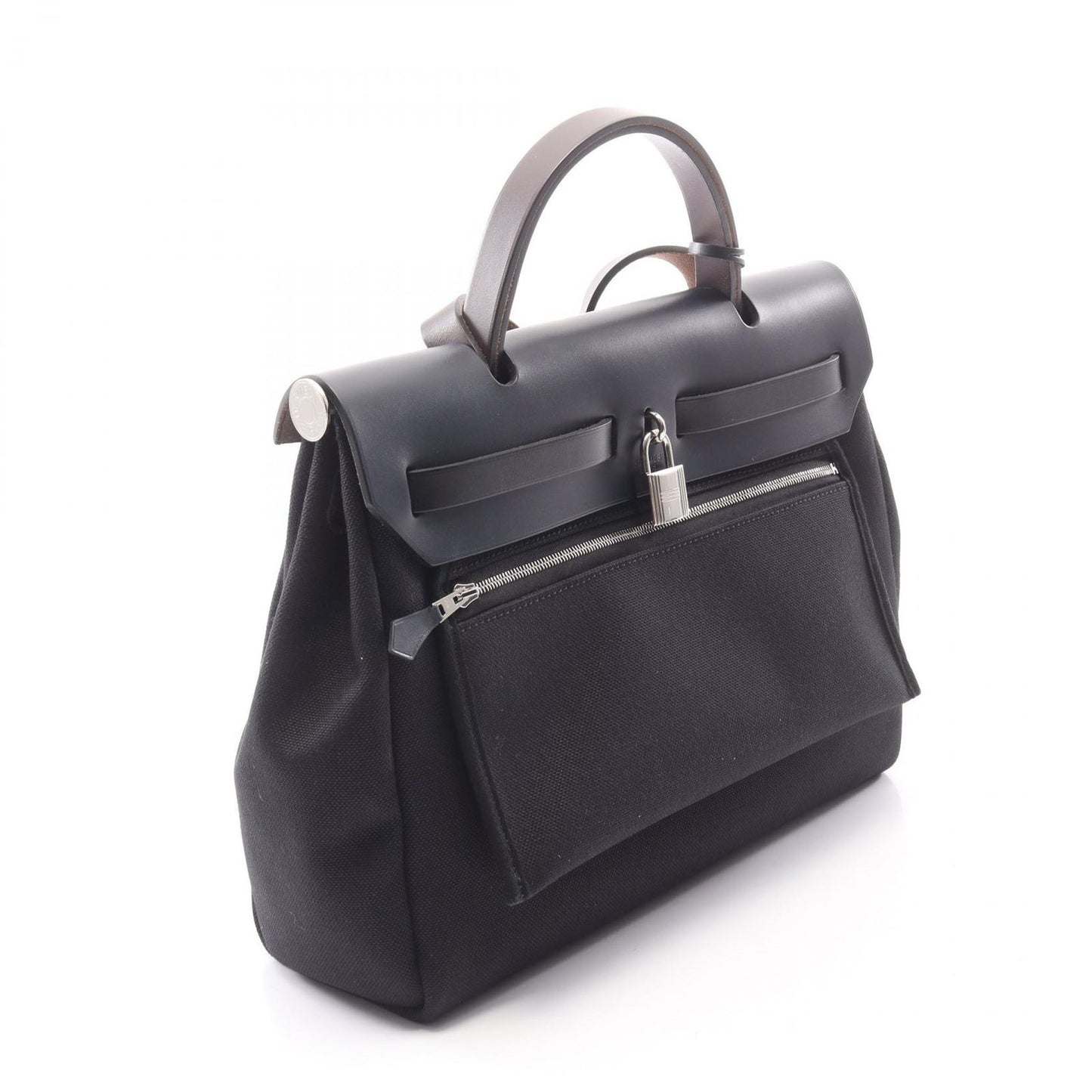 Hermes Handbag Herbag PM 2-Way Black Blue Canvas Leather PM Leto lene — view 2