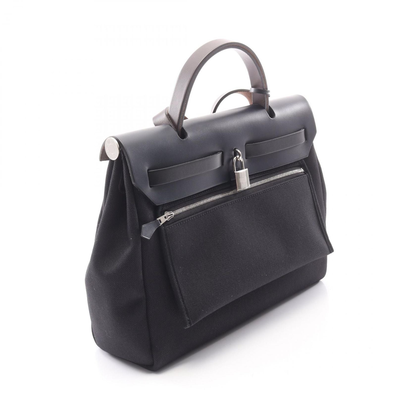 Hermes Handbag Herbag PM 2-Way Black Blue Canvas Leather PM Leto lene — view 2