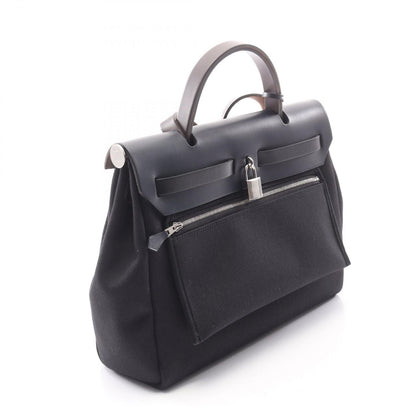 Hermes Handbag Herbag PM 2-Way Black Blue Canvas Leather PM Leto lene — view 2