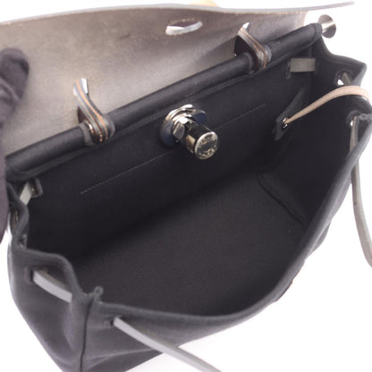 Hermes Handbag Herbag PM 2-Way Black Blue Canvas Leather PM Leto lene — view 3