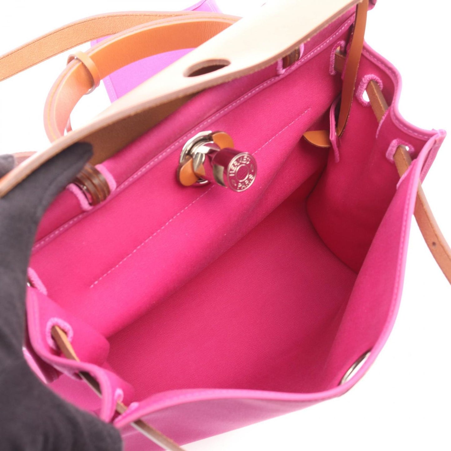 Hermes Handbag Herbag PM 2-Way Ma of a Nalale Canvas Leather PM — view 3