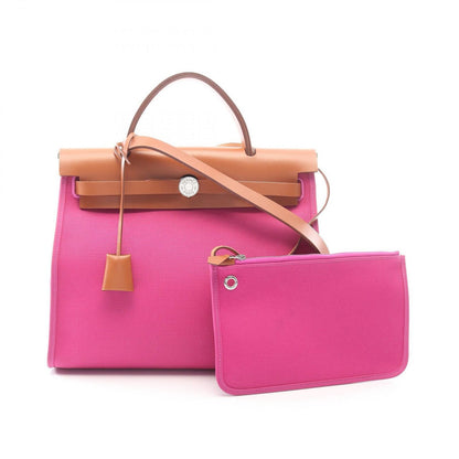 Hermes Handbag Herbag PM 2-Way Ma of a Nalale Canvas Leather PM