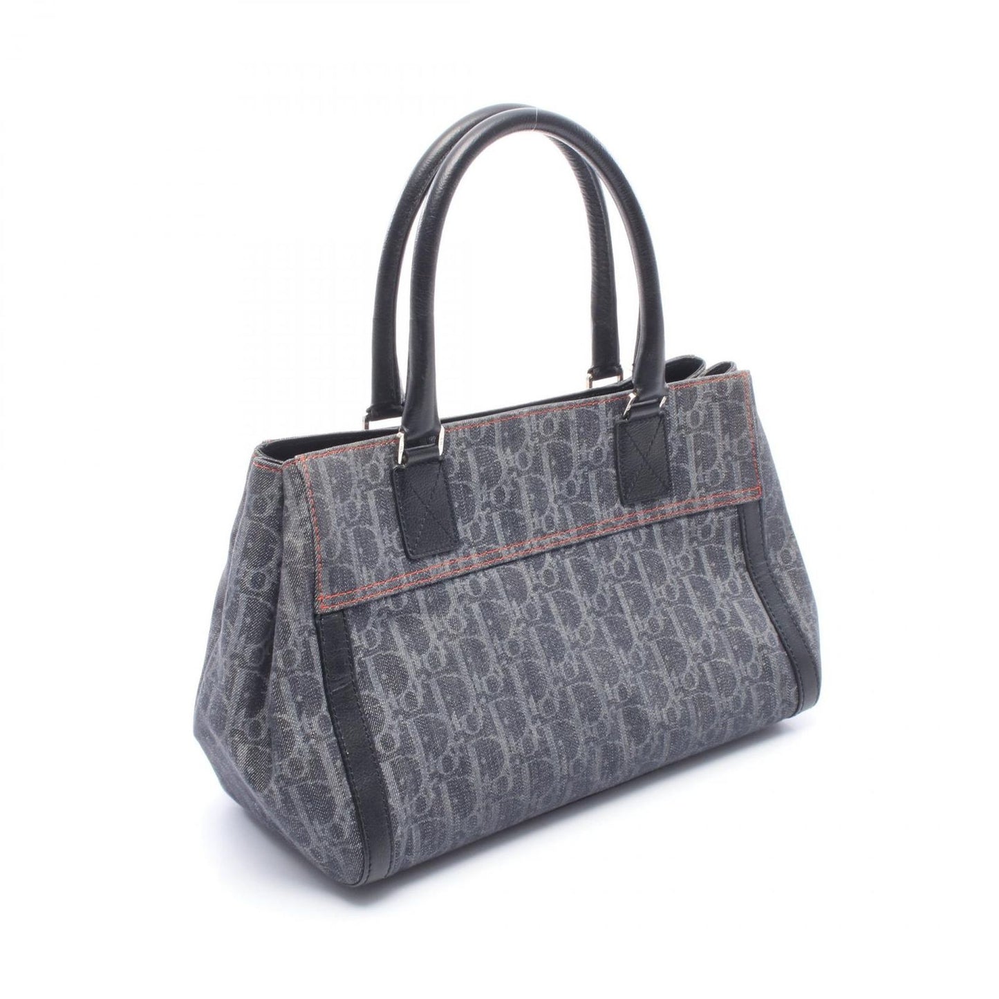 Dior Dio Handbag Tobta Navy Black Orange Denim Leather — view 2