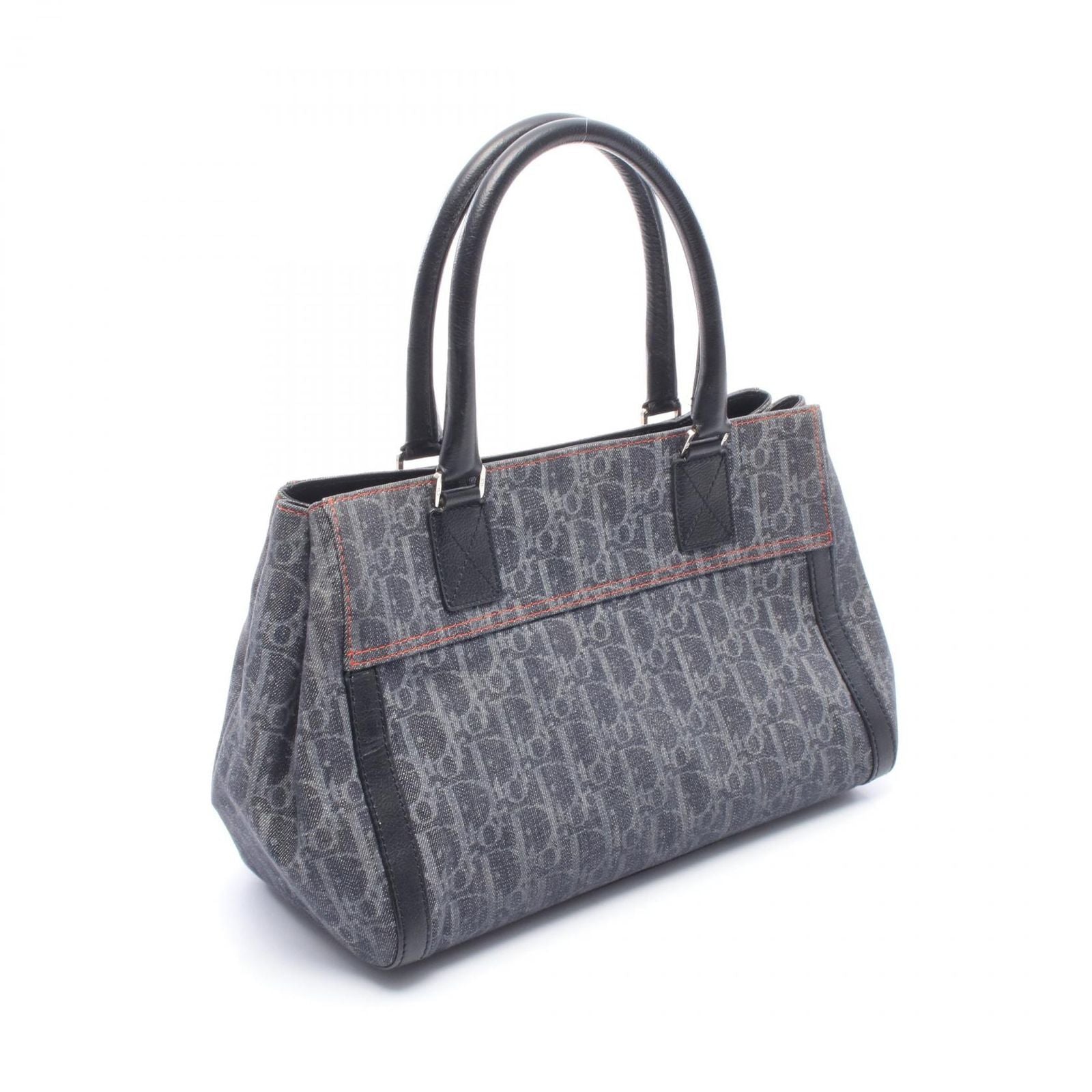 Dior Dio Handbag Tobta Navy Black Orange Denim Leather — view 2