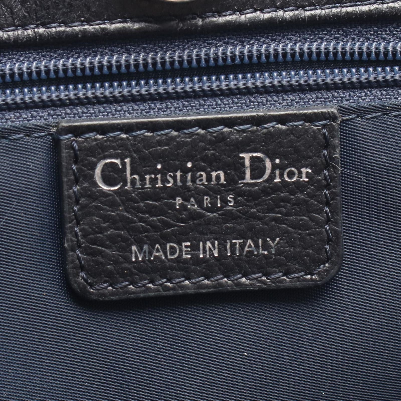 Dior Dio Handbag Tobta Navy Black Orange Denim Leather — view 4