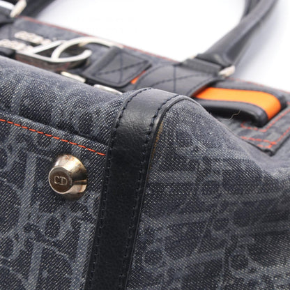 Dior Dio Handbag Tobta Navy Black Orange Denim Leather — view 7