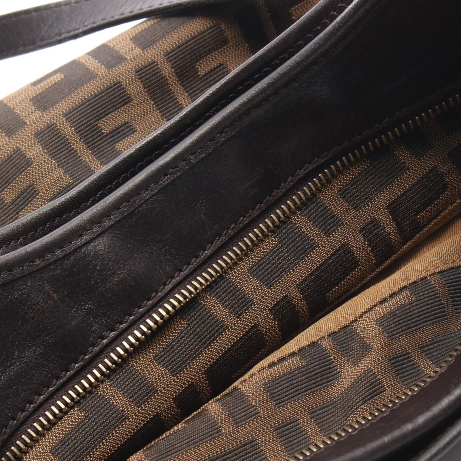 Fendi Tote Brown Canvas Leather — view 9