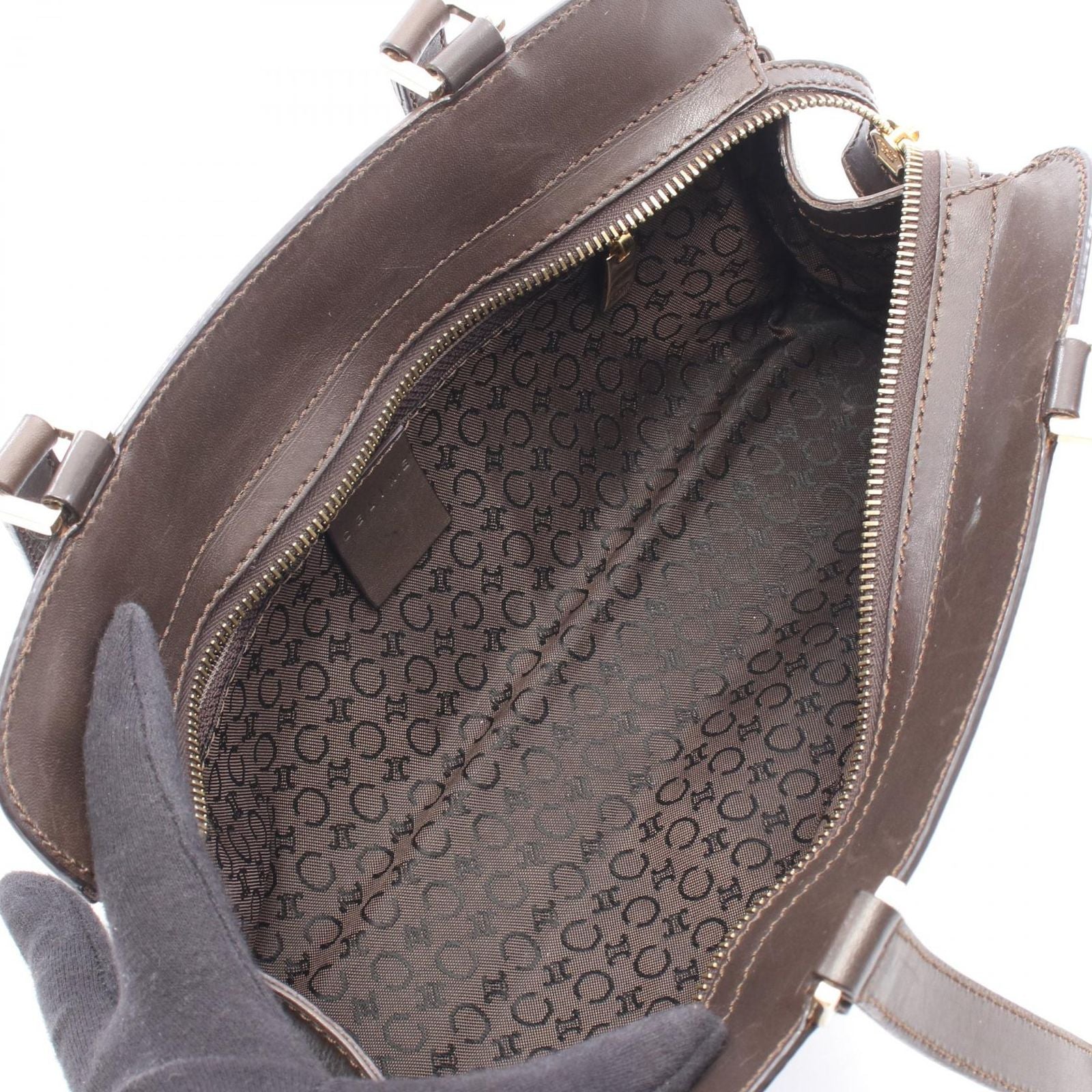 Celine Seri Handbag Brown Canvas Leather — view 3