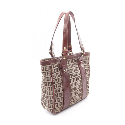 Fendi Tote of Beige Brown Canvas Leather of — view 2