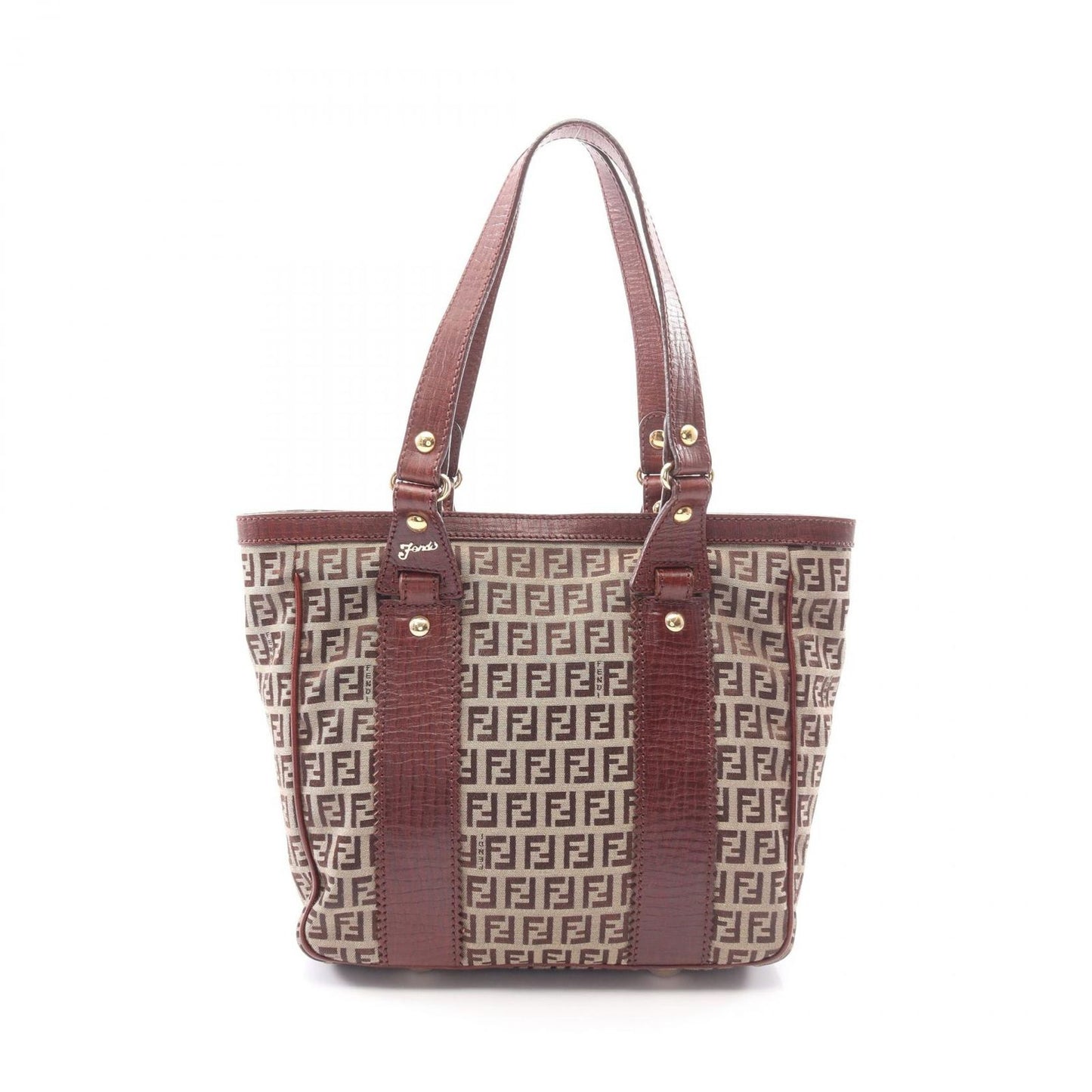 Fendi Tote of Beige Brown Canvas Leather of