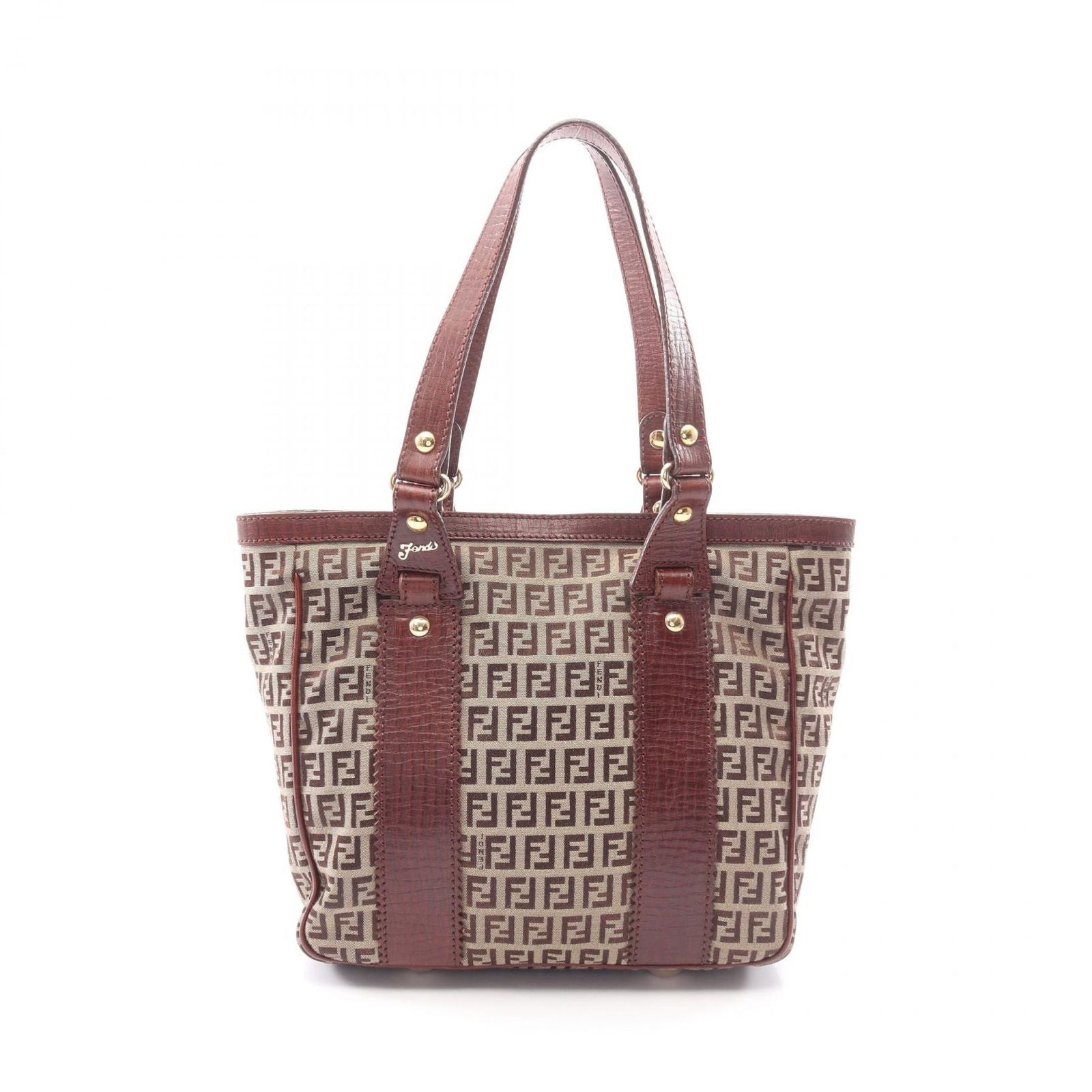 Fendi Tote of Beige Brown Canvas Leather of