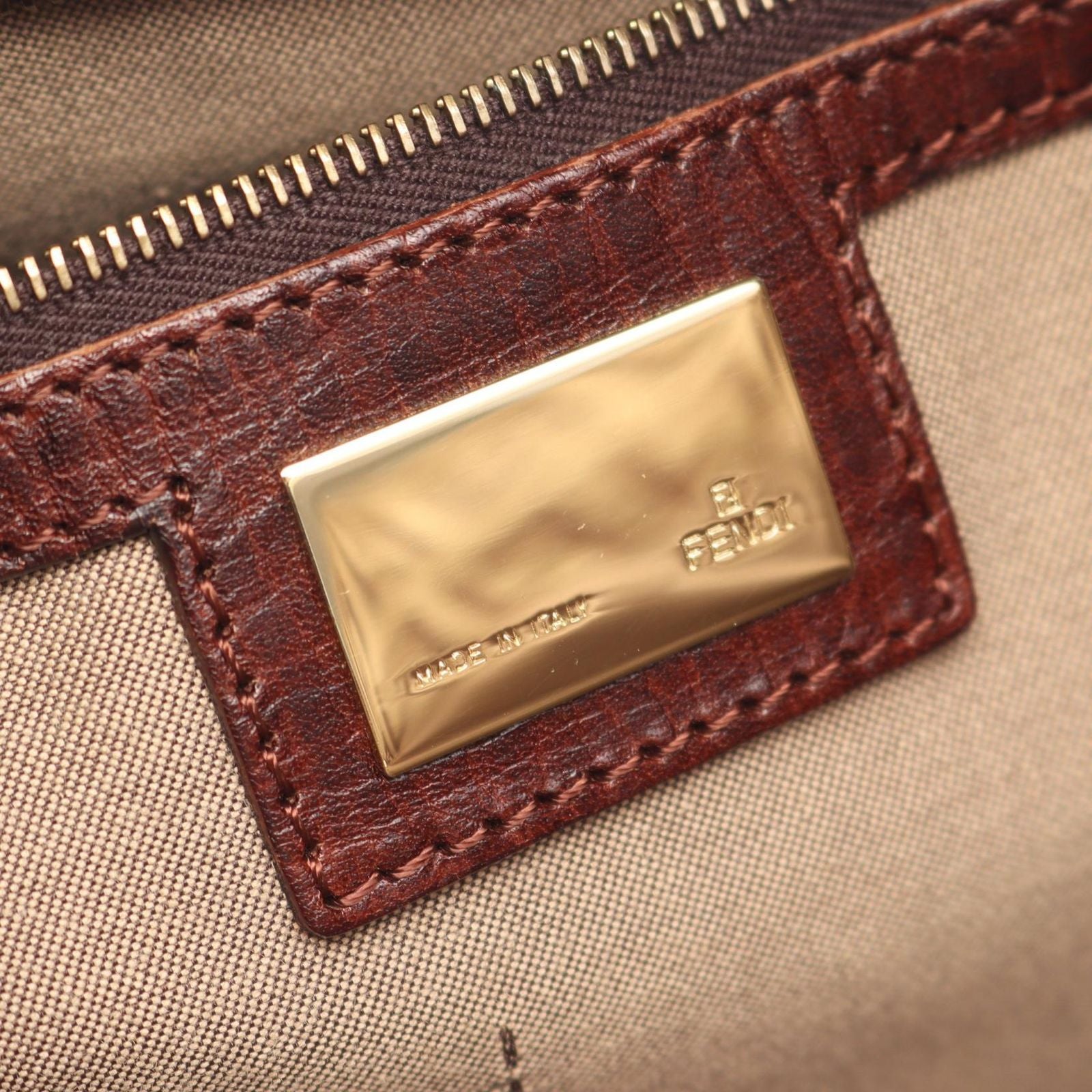 Fendi Tote of Beige Brown Canvas Leather of — view 4