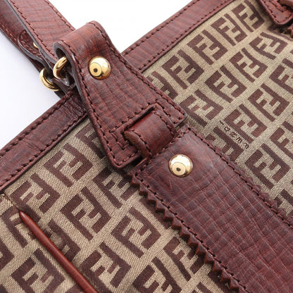 Fendi Tote of Beige Brown Canvas Leather of — view 8