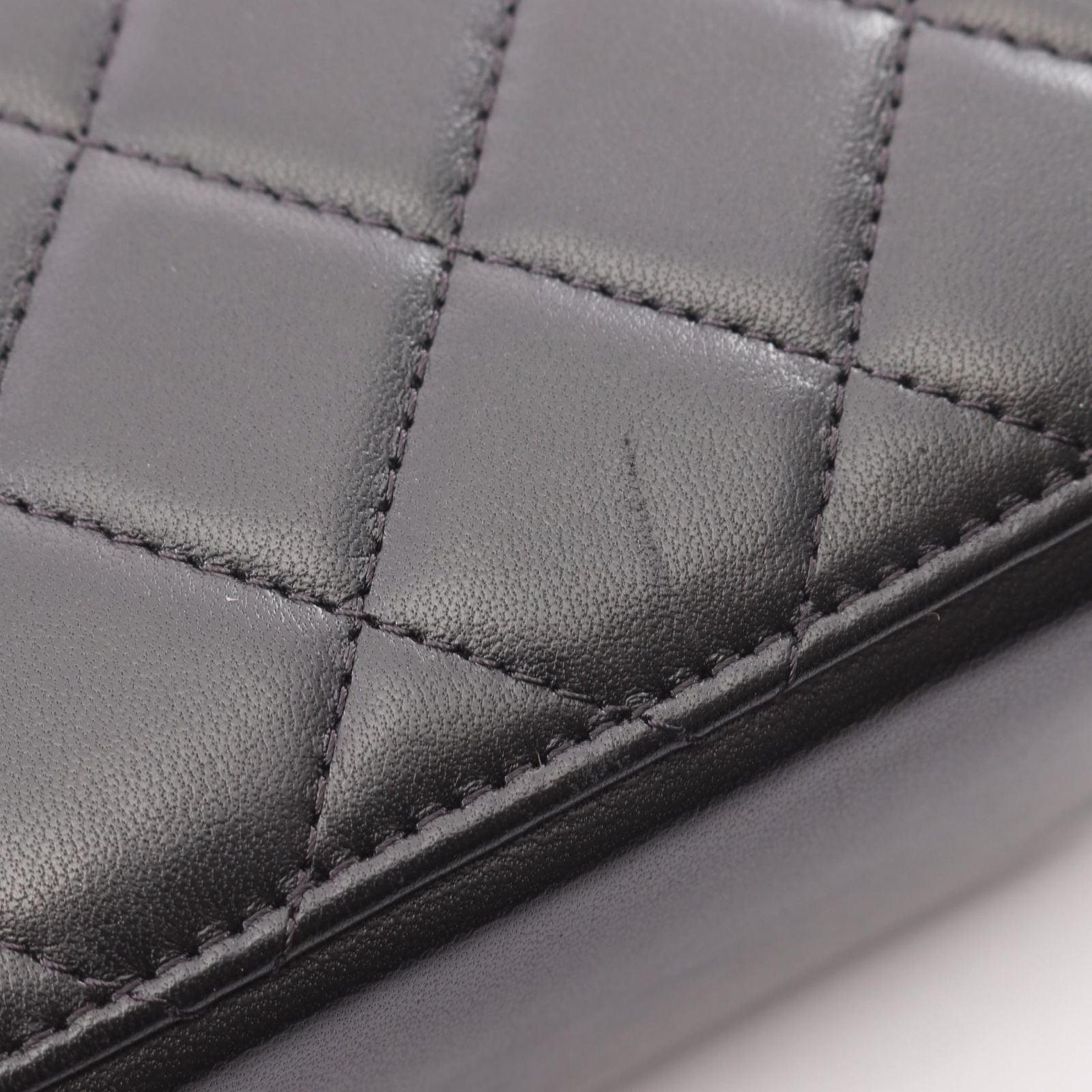 Chanel Shoulder Bag Quilted Vanity 2-Way Black Gold Lambskin Chain — view 6