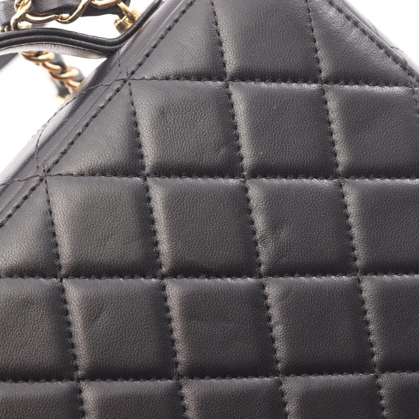Chanel Shoulder Bag Quilted Vanity 2-Way Black Gold Lambskin Chain — view 7