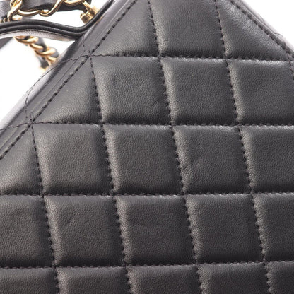 Chanel Shoulder Bag Quilted Vanity 2-Way Black Gold Lambskin Chain — view 7