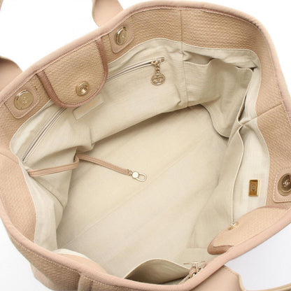 Chanel Tote Deauville Beige Canvas Leather Sba — view 3