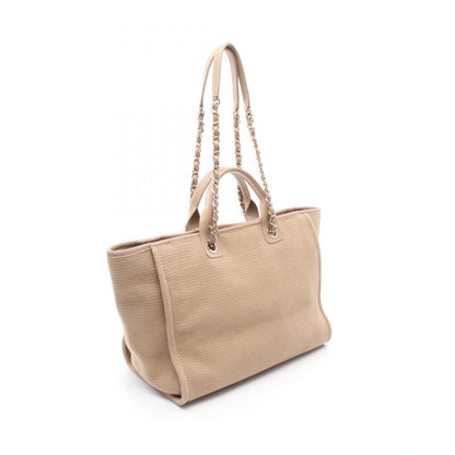 Chanel Tote Deauville Beige Canvas Leather Sba — view 2
