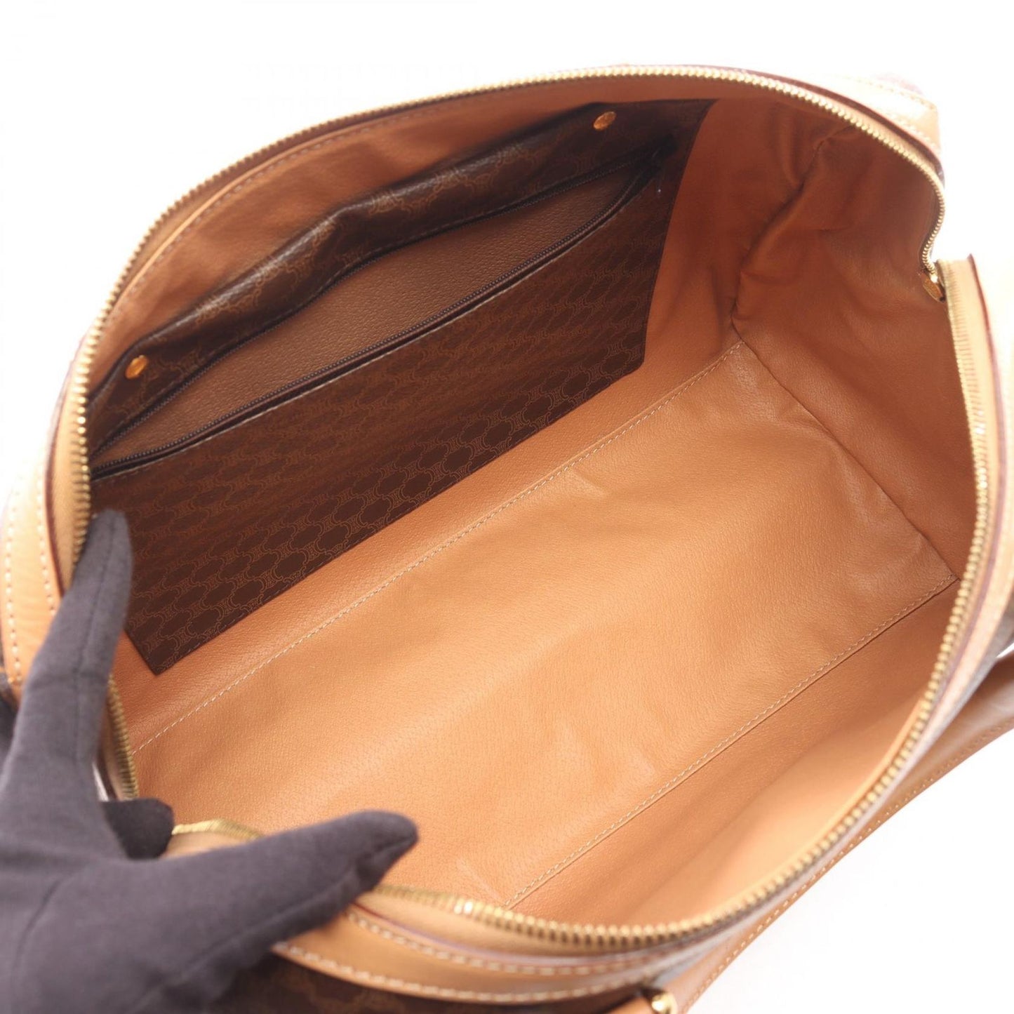 Celine Seri Handbag Da Ninebrown Canvas Leather — view 3