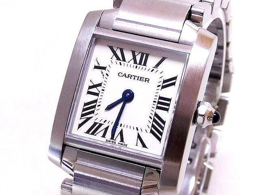 Cartier Watch Tank Francaise SM Stainless Steel White Dial Quartz