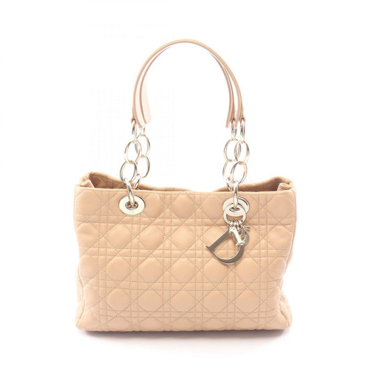 Dior Dio Handbag Ladydio Cannage Beige Leather Tote