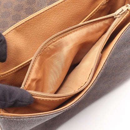 Celine Shoulder Bag Macadam Dark Brown Canvas Leather — view 5