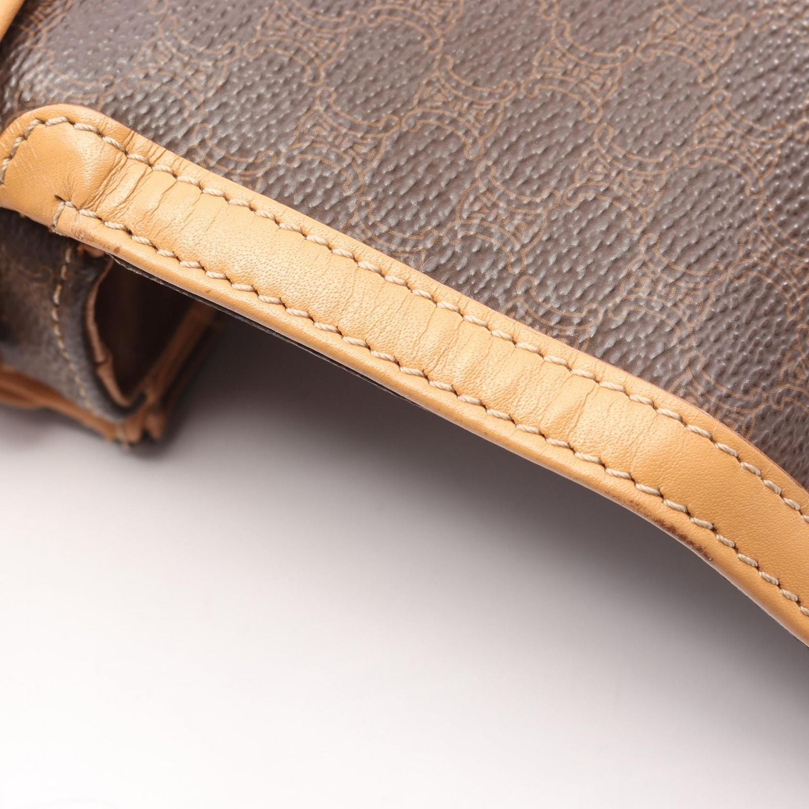 Celine Shoulder Bag Macadam Dark Brown Canvas Leather — view 9