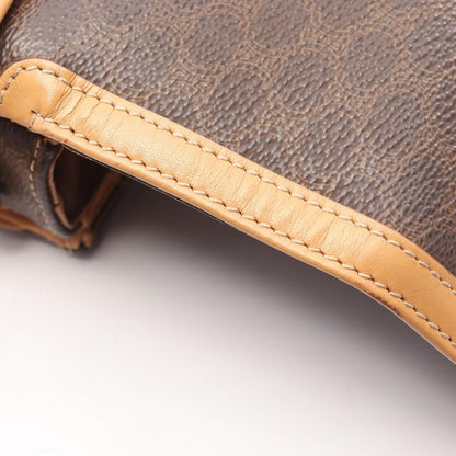 Celine Shoulder Bag Macadam Dark Brown Canvas Leather — view 9